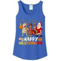 Happy Hallothanksmas Halloween Thanksgiving Christmas Day Gift Ladies Essential Tank