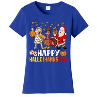 Happy Hallothanksmas Halloween Thanksgiving Christmas Day Gift Women's T-Shirt