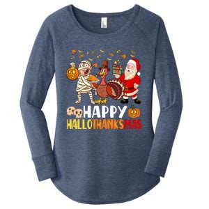 Happy Hallothanksmas Halloween Thanksgiving Christmas Day Gift Women's Perfect Tri Tunic Long Sleeve Shirt