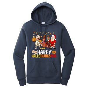 Happy Hallothanksmas Halloween Thanksgiving Christmas Day Gift Women's Pullover Hoodie