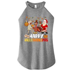 Happy Hallothanksmas Halloween Thanksgiving Christmas Day Gift Women's Perfect Tri Rocker Tank