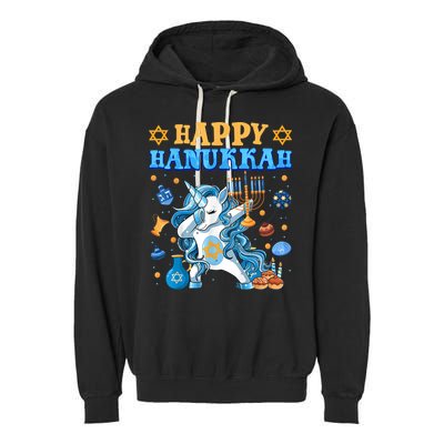 Happy Happy Hanukkah Unicorn Jewnicorn Chanukah Jewish Xmas Gifts Garment-Dyed Fleece Hoodie