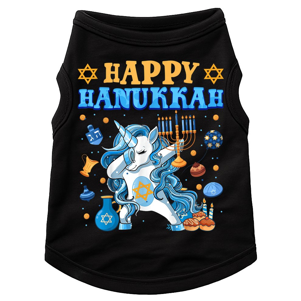 Happy Happy Hanukkah Unicorn Jewnicorn Chanukah Jewish Xmas Gifts Doggie Tank