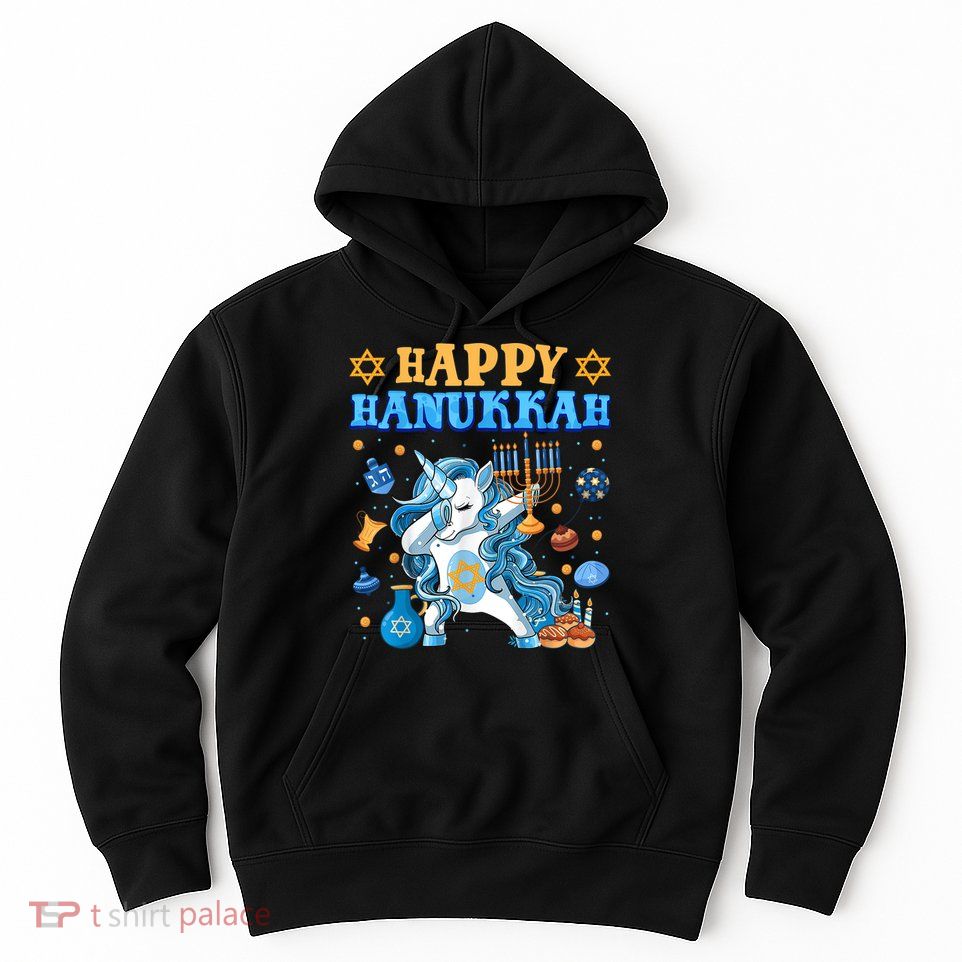 Happy Happy Hanukkah Unicorn Jewnicorn Chanukah Jewish Xmas Gifts Hoodie
