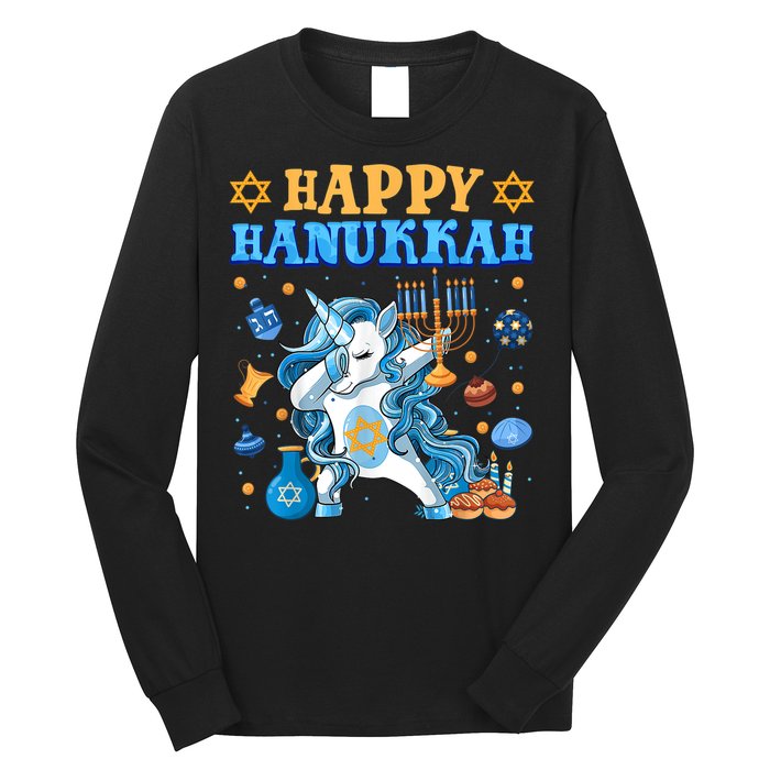 Happy Happy Hanukkah Unicorn Jewnicorn Chanukah Jewish Xmas Gifts Long Sleeve Shirt