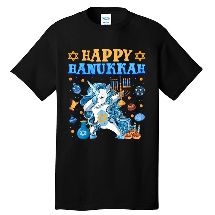 Happy Happy Hanukkah Unicorn Jewnicorn Chanukah Jewish Xmas Gifts Tall T-Shirt