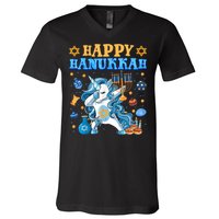 Happy Happy Hanukkah Unicorn Jewnicorn Chanukah Jewish Xmas Gifts V-Neck T-Shirt