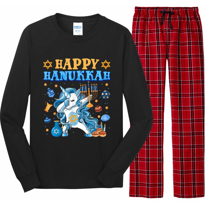 Happy Happy Hanukkah Unicorn Jewnicorn Chanukah Jewish Xmas Gifts Long Sleeve Pajama Set