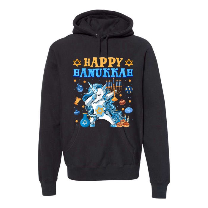 Happy Happy Hanukkah Unicorn Jewnicorn Chanukah Jewish Xmas Gifts Premium Hoodie