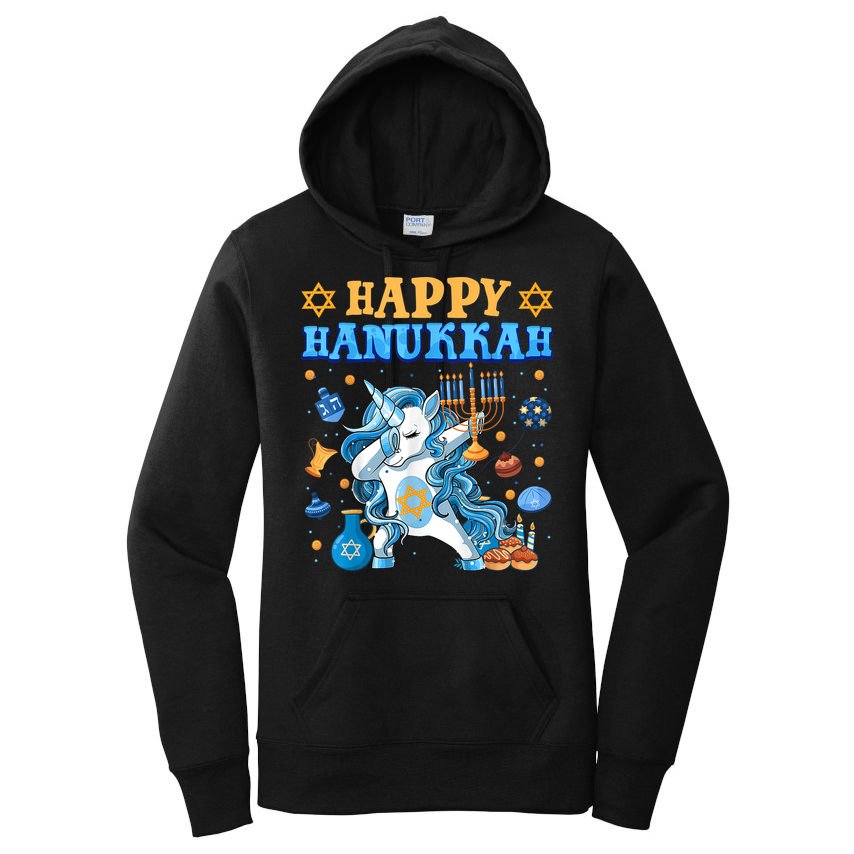 Happy Happy Hanukkah Unicorn Jewnicorn Chanukah Jewish Xmas Gifts Women's Pullover Hoodie