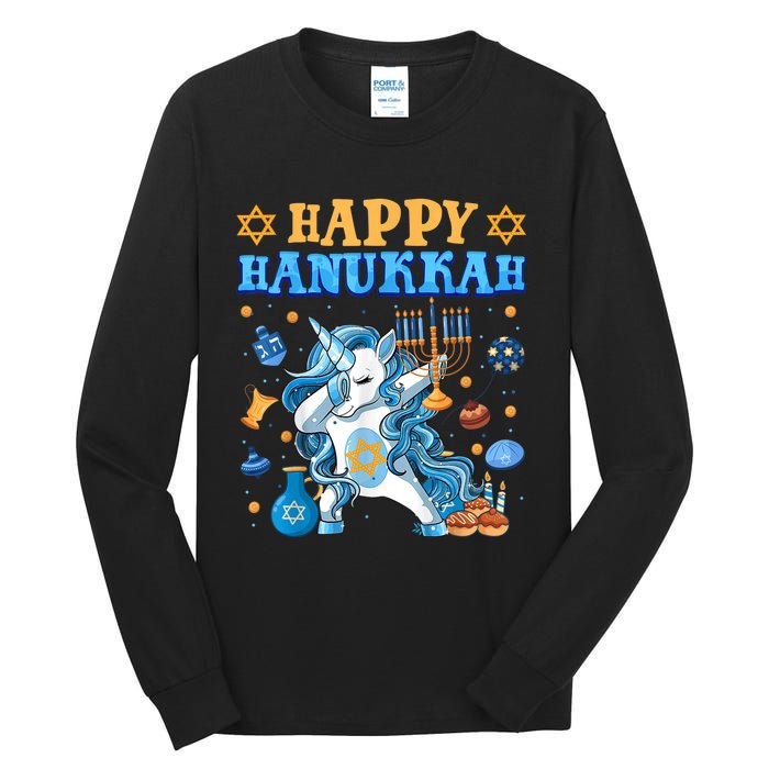 Happy Happy Hanukkah Unicorn Jewnicorn Chanukah Jewish Xmas Gifts Tall Long Sleeve T-Shirt