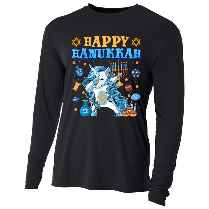 Happy Happy Hanukkah Unicorn Jewnicorn Chanukah Jewish Xmas Gifts Cooling Performance Long Sleeve Crew