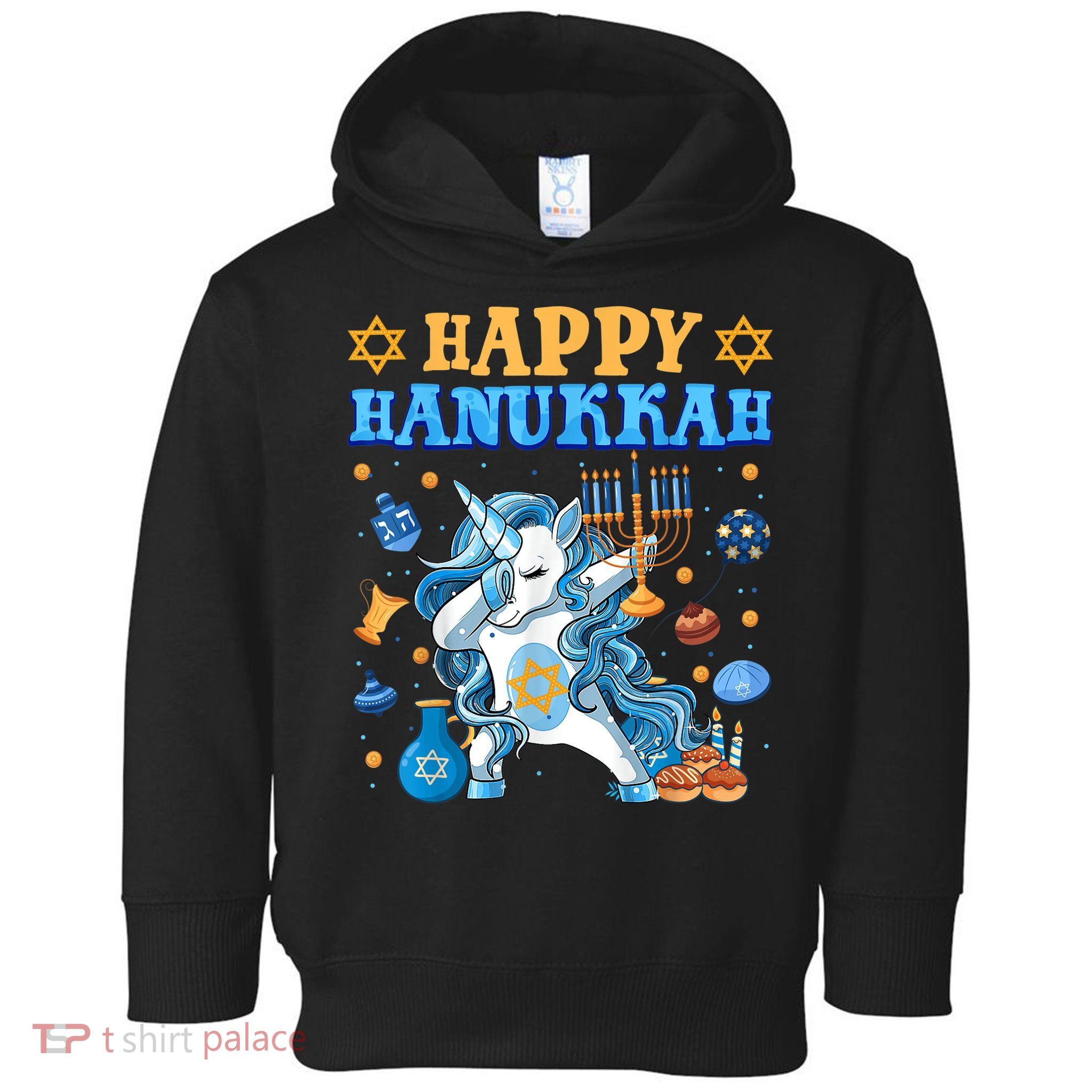 Happy Happy Hanukkah Unicorn Jewnicorn Chanukah Jewish Xmas Gifts Toddler Hoodie