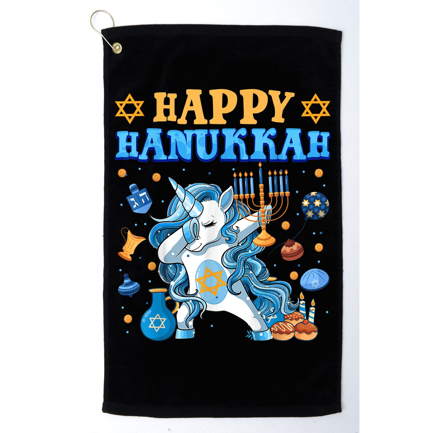Happy Happy Hanukkah Unicorn Jewnicorn Chanukah Jewish Xmas Gifts Golf Towel