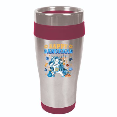Happy Happy Hanukkah Unicorn Jewnicorn Chanukah Jewish Xmas Gifts 16oz Travel Tumbler