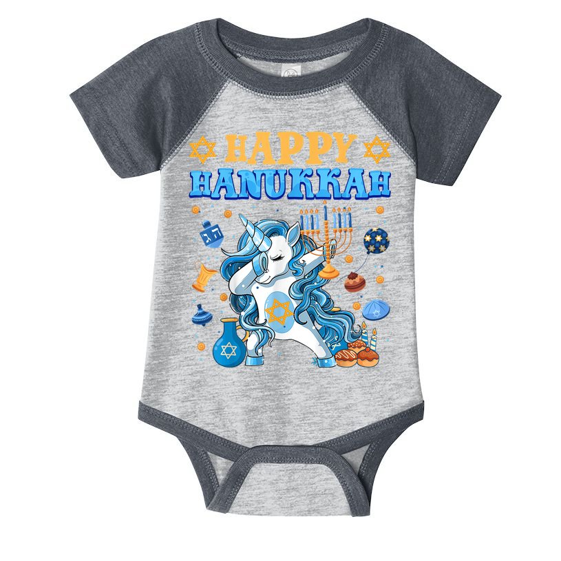 Happy Happy Hanukkah Unicorn Jewnicorn Chanukah Jewish Xmas Gifts Infant Baby Jersey Bodysuit