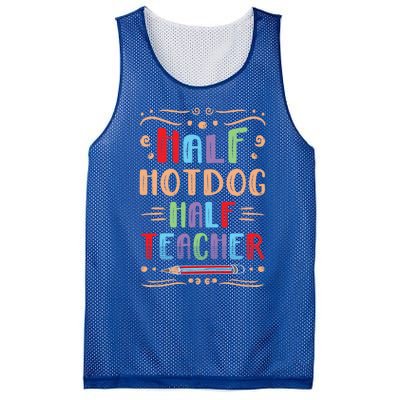 Half Hotdog Half Teacher Sausage Foodie Meat Lover Great Gift Mesh Reversible Basketball Jersey Tank