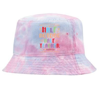 Half Hotdog Half Teacher Sausage Foodie Meat Lover Great Gift Tie-Dyed Bucket Hat