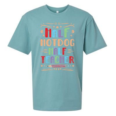 Half Hotdog Half Teacher Sausage Foodie Meat Lover Great Gift Sueded Cloud Jersey T-Shirt