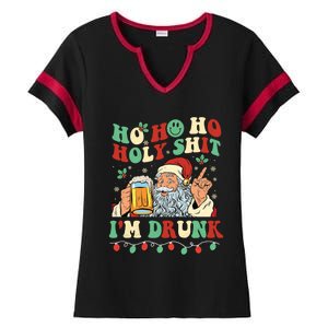 Ho Ho Holy Shit Im Drunk Beer Santa Hat Christmas Ing Gift Ladies Halftime Notch Neck Tee