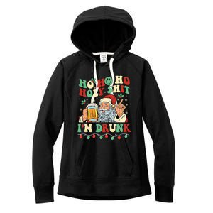 Ho Ho Holy Shit Im Drunk Beer Santa Hat Christmas Ing Gift Women's Fleece Hoodie