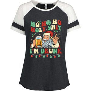 Ho Ho Holy Shit Im Drunk Beer Santa Hat Christmas Ing Gift Enza Ladies Jersey Colorblock Tee