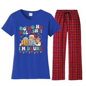 Ho Ho Holy Shit Im Drunk Beer Santa Hat Christmas Ing Gift Women's Flannel Pajama Set