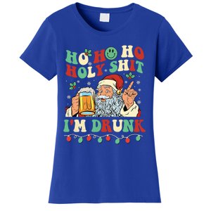 Ho Ho Holy Shit Im Drunk Beer Santa Hat Christmas Ing Gift Women's T-Shirt