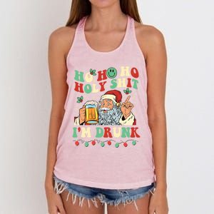 Ho Ho Holy Shit Im Drunk Beer Santa Hat Christmas Ing Gift Women's Knotted Racerback Tank