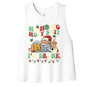 Ho Ho Holy Shit Im Drunk Beer Santa Hat Christmas Ing Gift Women's Racerback Cropped Tank