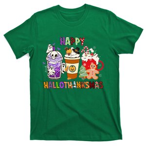 Happy Hallothanksmas Halloween Thanksgiving Christmas Coffee T-Shirt