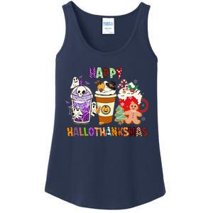 Happy Hallothanksmas Halloween Thanksgiving Christmas Coffee Ladies Essential Tank