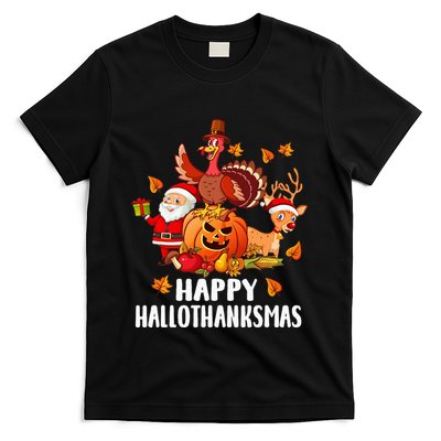 Happy Hallothanksmas Halloween Thanksgiving Christmas Day T-Shirt