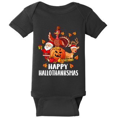 Happy Hallothanksmas Halloween Thanksgiving Christmas Day Baby Bodysuit
