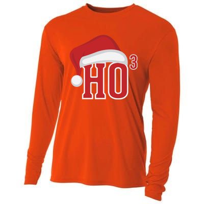 Ho Ho Ho X 3 Third Power Funny Christmas Holiday Gift Cooling Performance Long Sleeve Crew