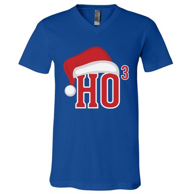 Ho Ho Ho X 3 Third Power Funny Christmas Holiday Gift V-Neck T-Shirt