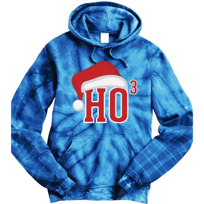 Ho Ho Ho X 3 Third Power Funny Christmas Holiday Gift Tie Dye Hoodie