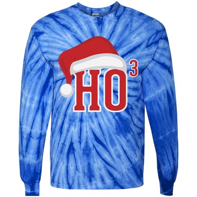 Ho Ho Ho X 3 Third Power Funny Christmas Holiday Gift Tie-Dye Long Sleeve Shirt