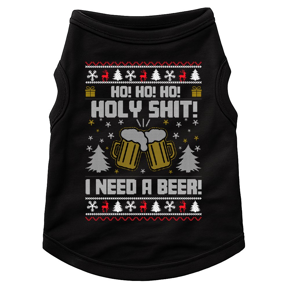 Ho Ho Holy I Need A Beer Santa Claus Ugly Christmas Doggie Tank