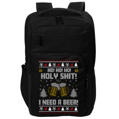 Ho Ho Holy I Need A Beer Santa Claus Ugly Christmas Impact Tech Backpack