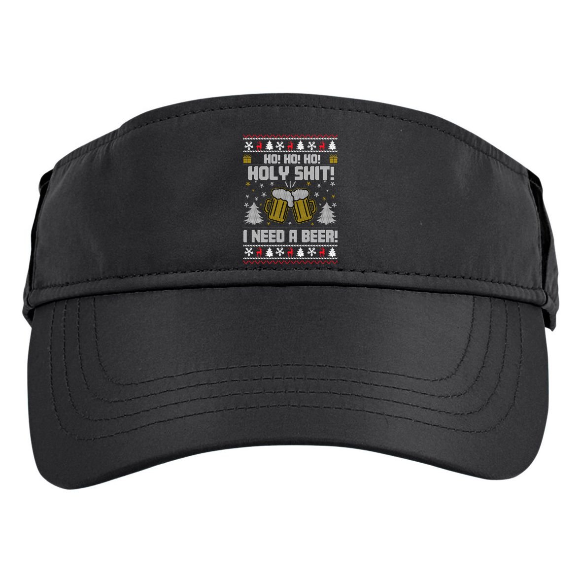 Ho Ho Holy I Need A Beer Santa Claus Ugly Christmas Adult Drive Performance Visor