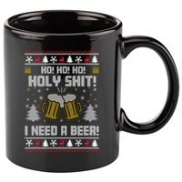 Ho Ho Holy I Need A Beer Santa Claus Ugly Christmas 11oz C Handle Ceramic Mug