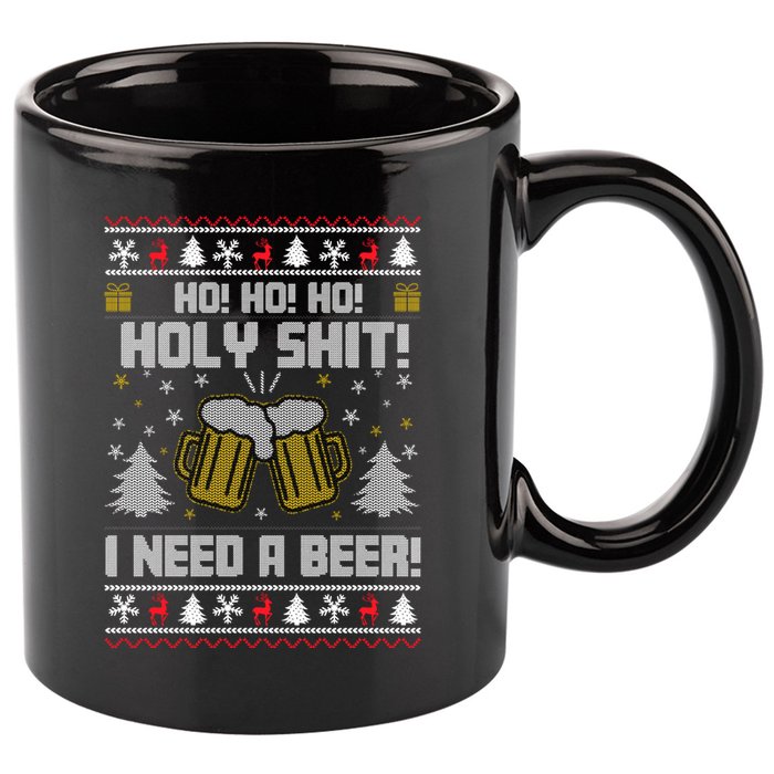 Ho Ho Holy I Need A Beer Santa Claus Ugly Christmas 11oz C Handle Ceramic Mug