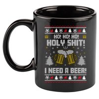 Ho Ho Holy I Need A Beer Santa Claus Ugly Christmas 11oz C Handle Ceramic Mug