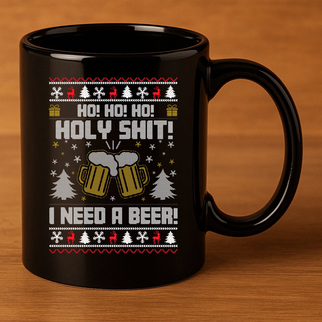 Ho Ho Holy I Need A Beer Santa Claus Ugly Christmas 11oz C Handle Ceramic Mug