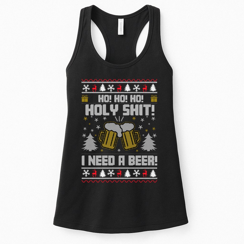 Ho Ho Holy I Need A Beer Santa Claus Ugly Christmas Womens Tank Top