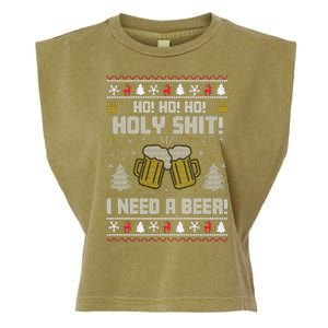 Ho Ho Holy I Need A Beer Santa Claus Ugly Christmas Garment-Dyed Women's Muscle Tee