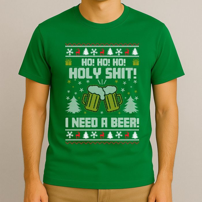 Ho Ho Holy I Need A Beer Santa Claus Ugly Christmas T-Shirt