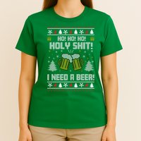 Ho Ho Holy I Need A Beer Santa Claus Ugly Christmas T-Shirt