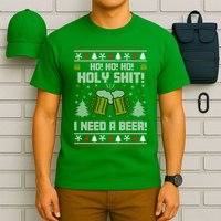 Ho Ho Holy I Need A Beer Santa Claus Ugly Christmas T-Shirt
